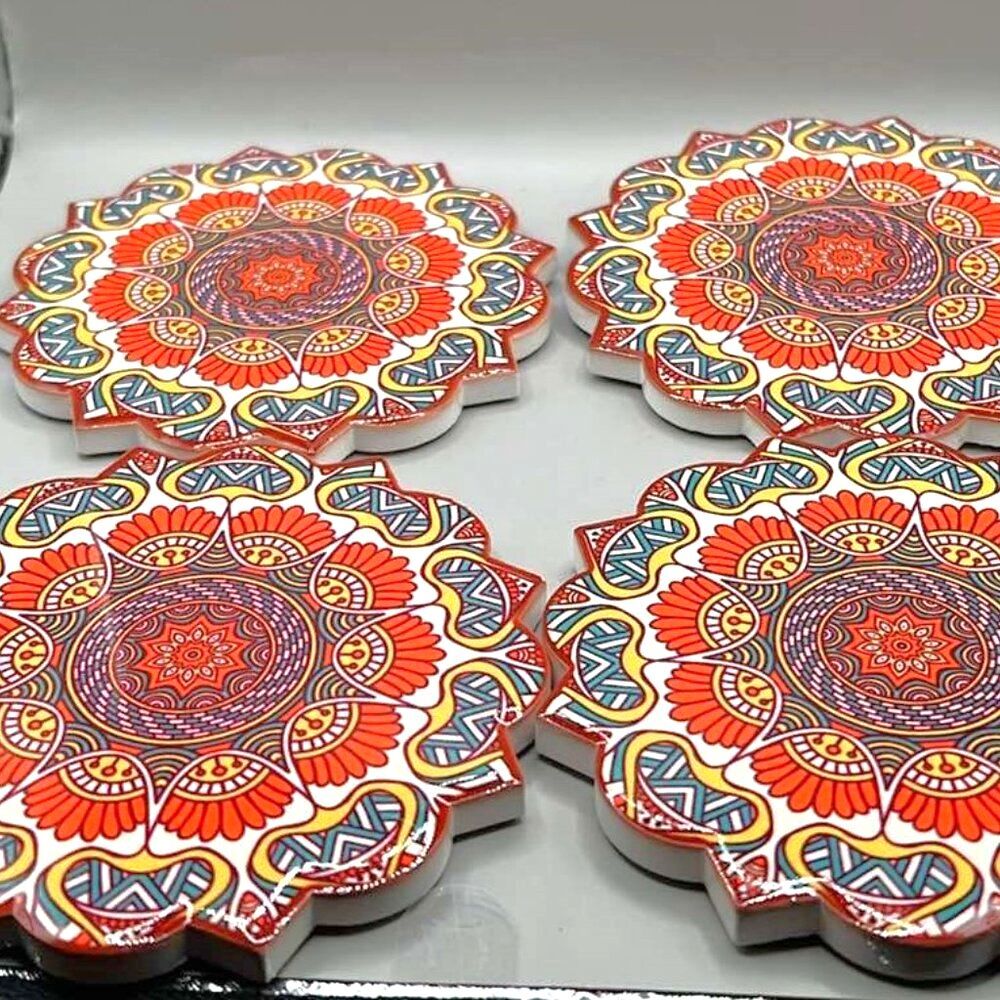 Mandala Ceramic Coaster Set of 4 - Your Choice of Pattern - Picture 3 of 6